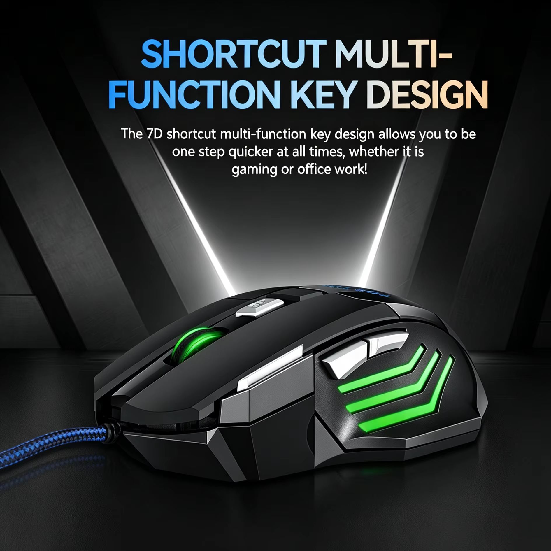 Gaming Console Buttons - RGB Backlit 2400DPI Adjustable Wired Gaming